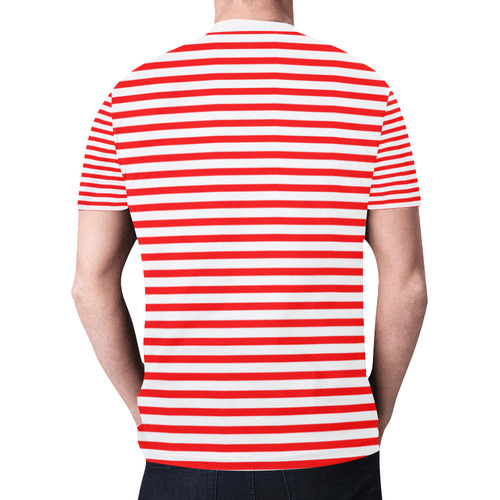 Horizontal Red Candy Stripes New All Over Print T-shirt for Men (Model T45)