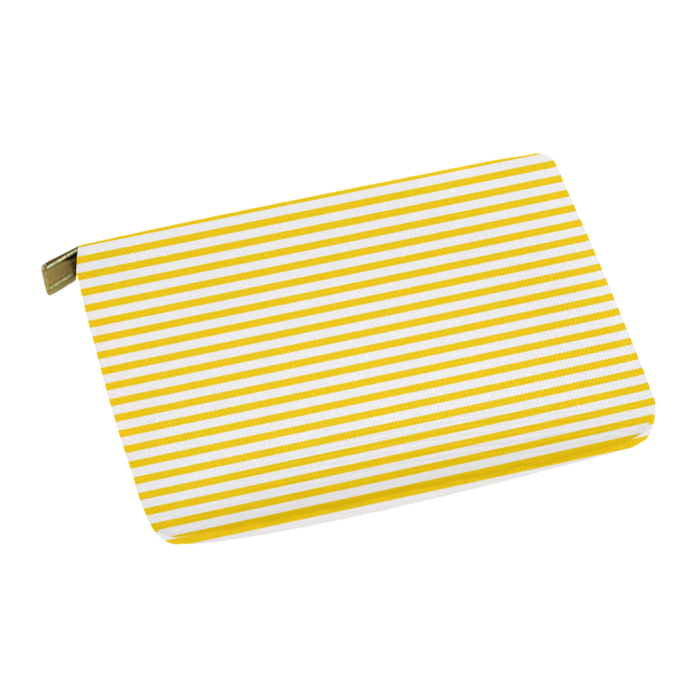 Horizontal Yellow Candy Stripes Carry-All Pouch 12.5''x8.5''