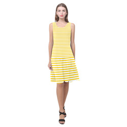 Horizontal Yellow Candy Stripes Sleeveless Splicing Shift Dress(Model D17)