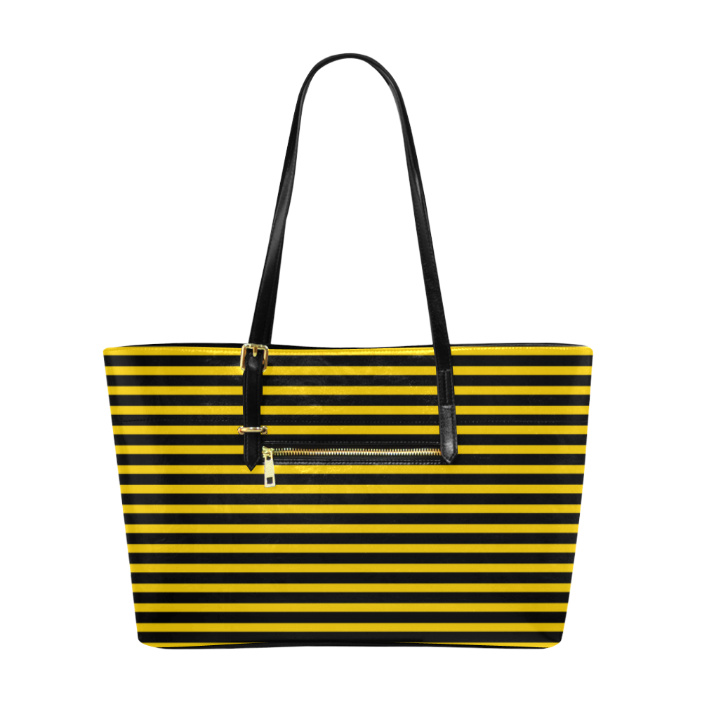 Horizontal Yellow Candy Stripes Euramerican Tote Bag/Large (Model 1656)