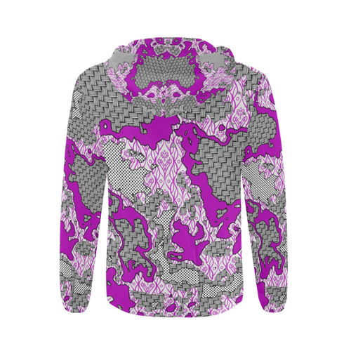Unique abstract pattern mix 2D by FeelGood All Over Print Full Zip Hoodie for Men (Model H14)