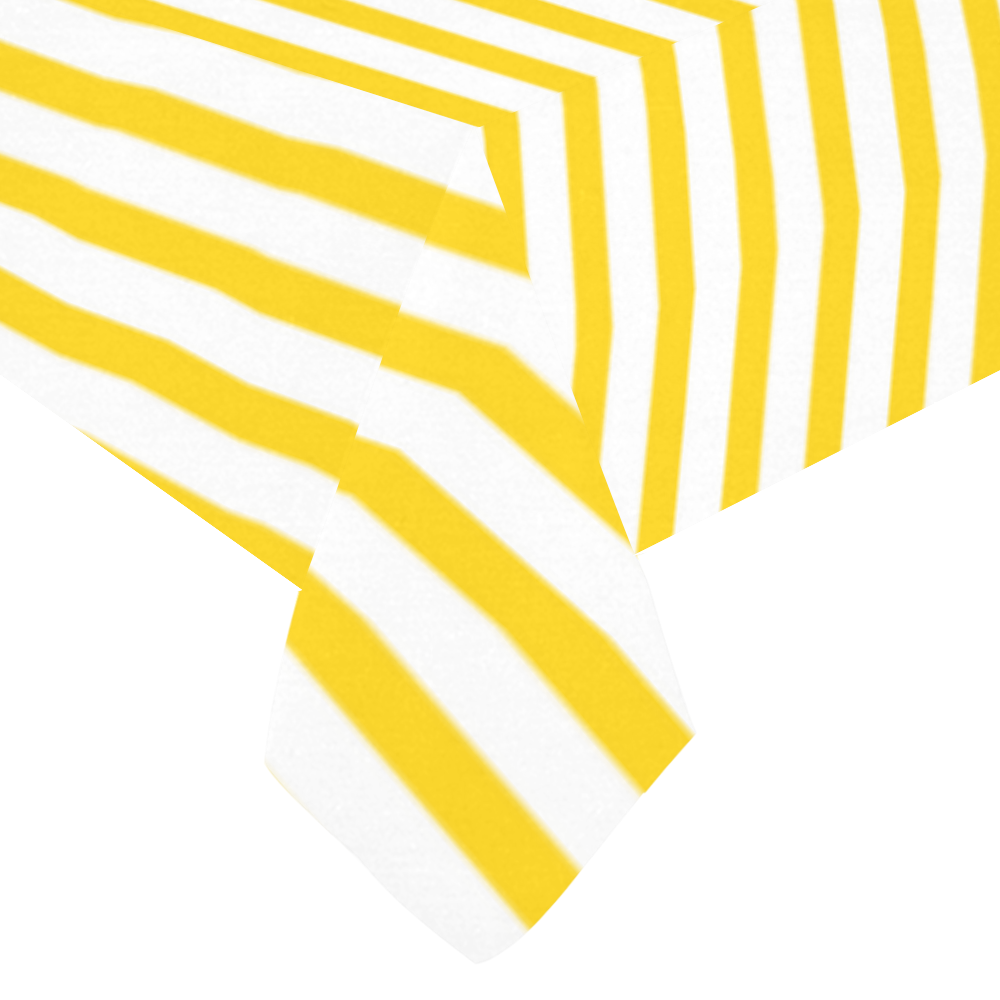 Horizontal Yellow Candy Stripes Cotton Linen Tablecloth 60"x120"