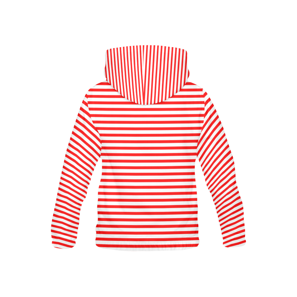 Horizontal Red Candy Stripes All Over Print Hoodie for Kid (USA Size) (Model H13)