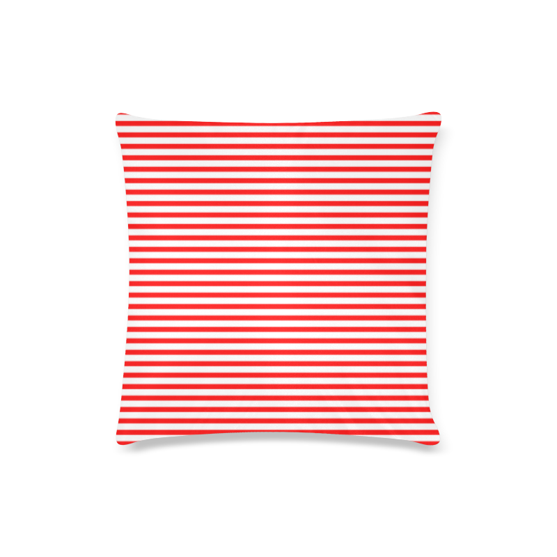 Horizontal Red Candy Stripes Custom Zippered Pillow Case 16"x16"(Twin Sides)