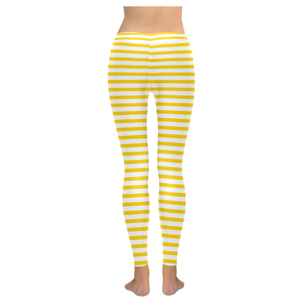 Horizontal Yellow Candy Stripes Women's Low Rise Leggings (Invisible Stitch) (Model L05)