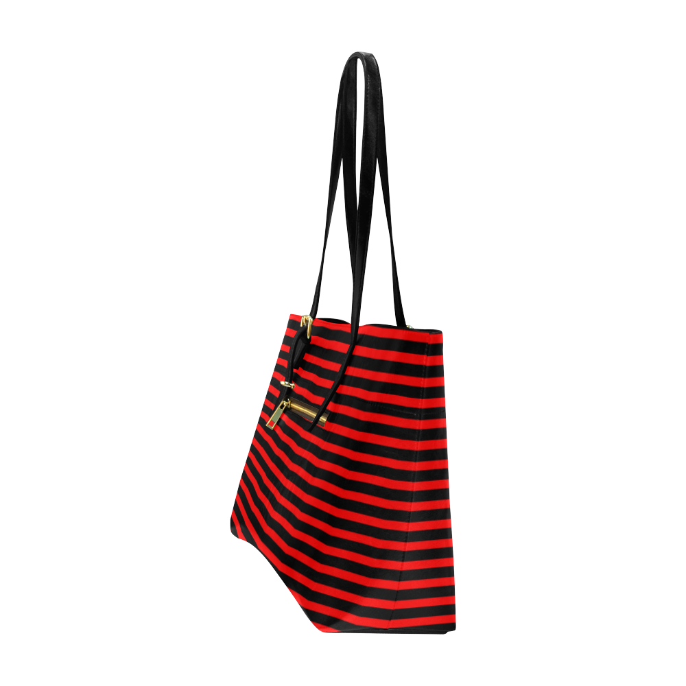 Horizontal Red Candy Stripes Euramerican Tote Bag/Large (Model 1656)