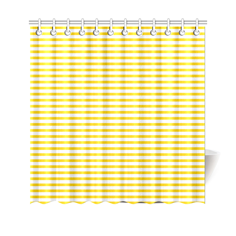 Horizontal Yellow Candy Stripes Shower Curtain 69"x70"