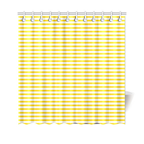 Horizontal Yellow Candy Stripes Shower Curtain 69"x70"