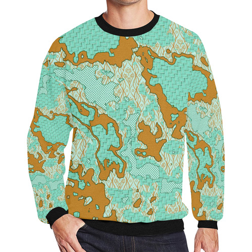 Unique abstract pattern mix 2F by FeelGood Men's Oversized Fleece Crew Sweatshirt (Model H18)