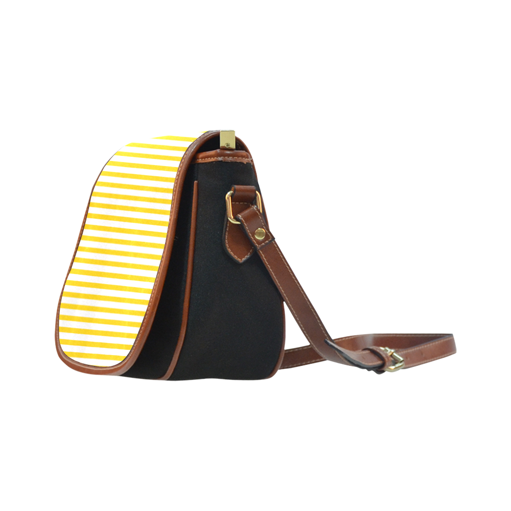 Horizontal Yellow Candy Stripes Saddle Bag/Small (Model 1649)(Flap Customization)