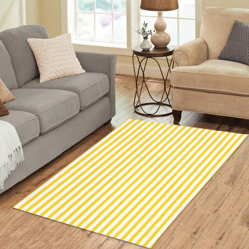Horizontal Yellow Candy Stripes Area Rug 5'x3'3''