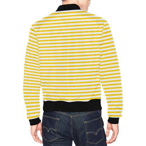 Horizontal Yellow Candy Stripes All Over Print Bomber Jacket for Men (Model H19)