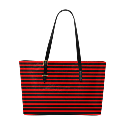 Horizontal Red Candy Stripes Euramerican Tote Bag/Large (Model 1656)