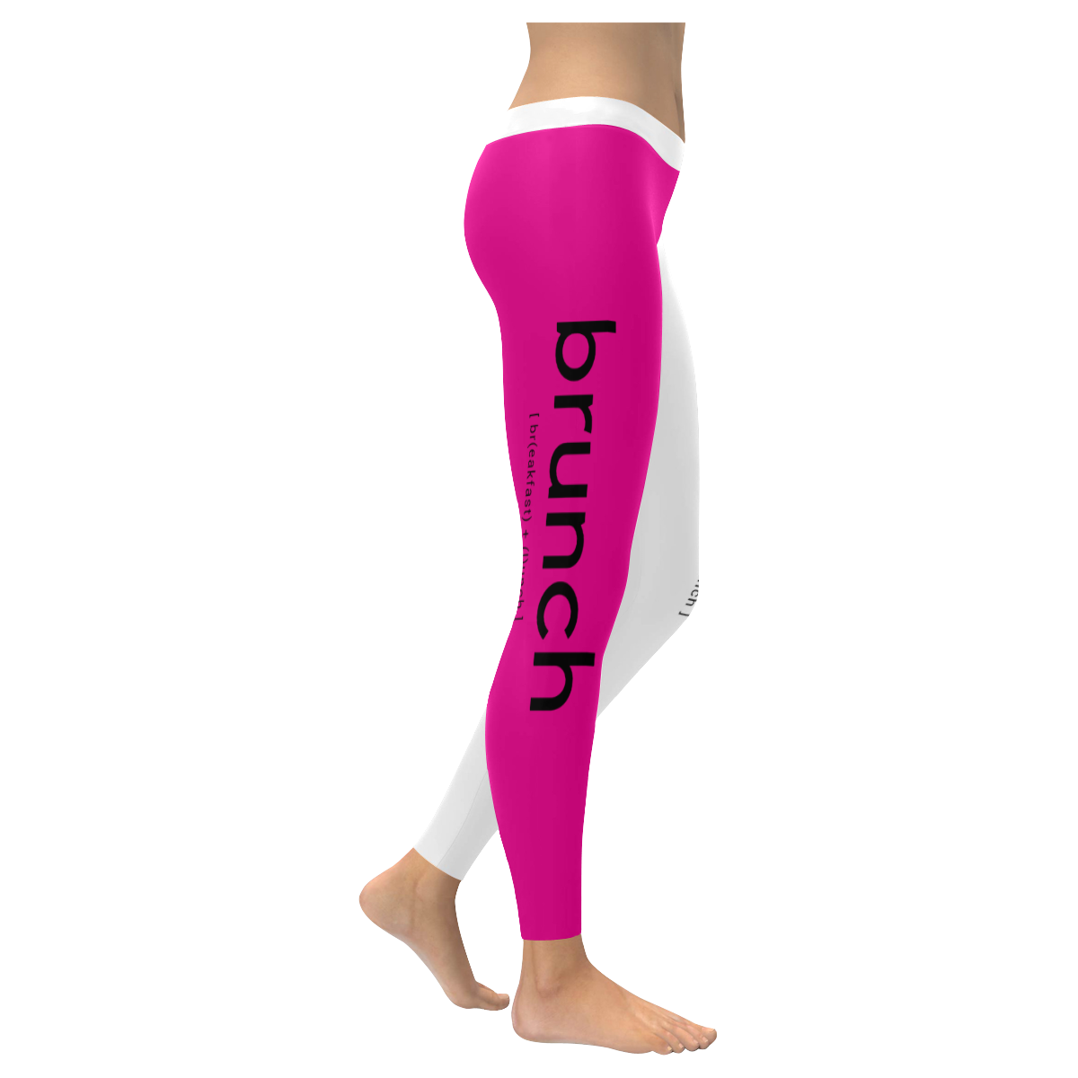 Womens Leggings Stretch Yoga Pants S, M, L, XL 2XL Neon Pink White Brunch Breakfast Lunch Women's Low Rise Leggings (Invisible Stitch) (Model L05)