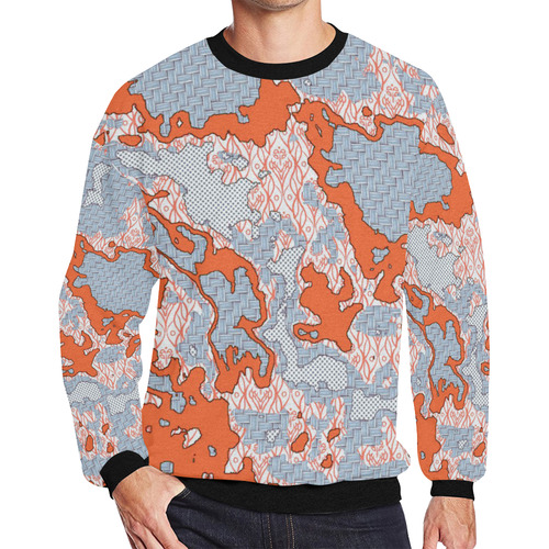 Unique abstract pattern mix 2E by FeelGood Men's Oversized Fleece Crew Sweatshirt (Model H18)