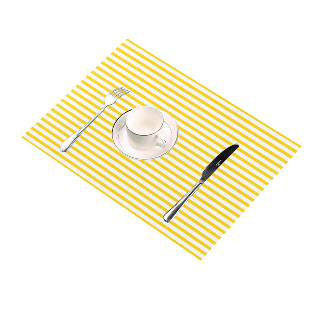 Horizontal Yellow Candy Stripes Placemat 14’’ x 19’’ (Set of 6)