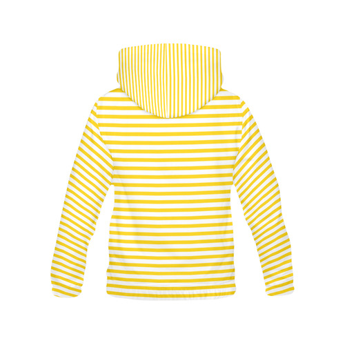 Horizontal Yellow Candy Stripes All Over Print Hoodie for Women (USA Size) (Model H13)