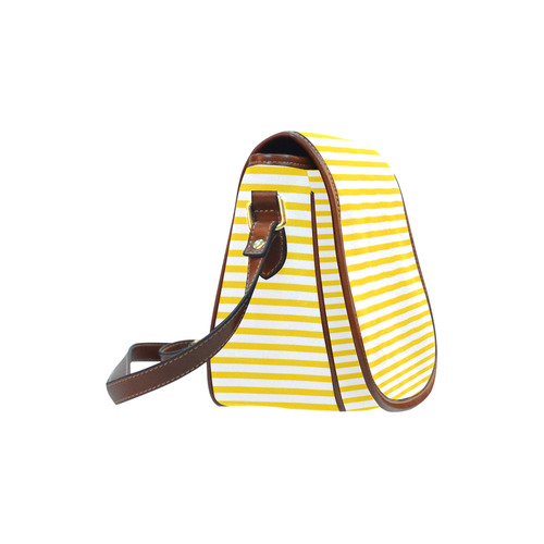 Horizontal Yellow Candy Stripes Saddle Bag/Small (Model 1649) Full Customization