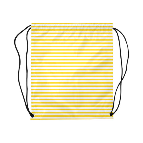 Horizontal Yellow Candy Stripes Large Drawstring Bag Model 1604 (Twin Sides)  16.5"(W) * 19.3"(H)