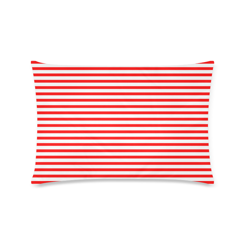Horizontal Red Candy Stripes Custom Rectangle Pillow Case 16"x24" (one side)
