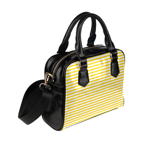 Horizontal Yellow Candy Stripes Shoulder Handbag (Model 1634)