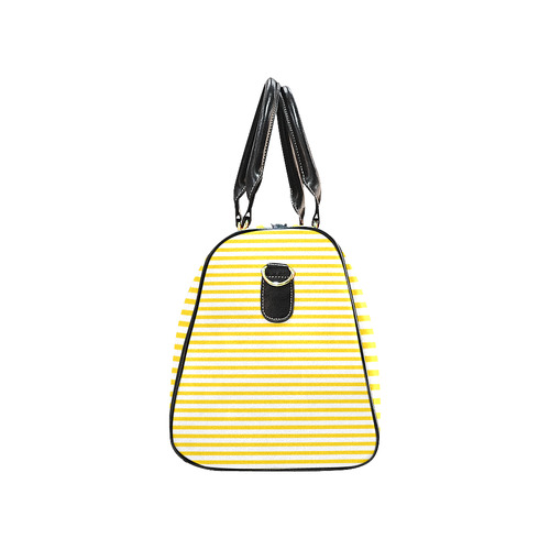 Horizontal Yellow Candy Stripes New Waterproof Travel Bag/Large (Model 1639)