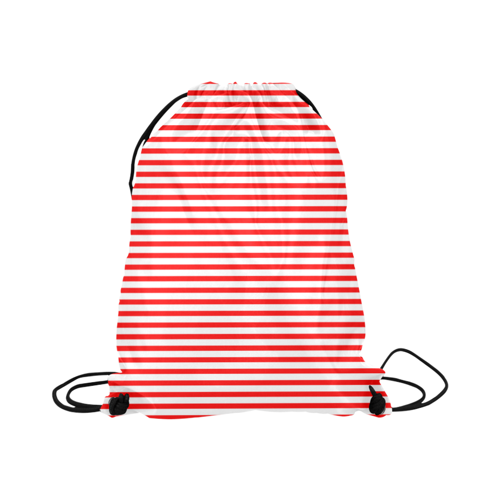 Horizontal Red Candy Stripes Large Drawstring Bag Model 1604 (Twin Sides)  16.5"(W) * 19.3"(H)