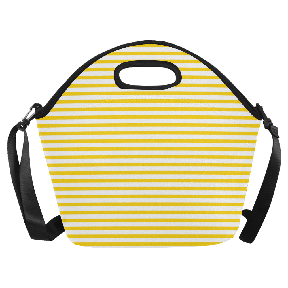 Horizontal Yellow Candy Stripes Neoprene Lunch Bag/Large (Model 1669)