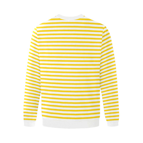 Horizontal Yellow Candy Stripes Men's Oversized Fleece Crew Sweatshirt/Large Size(Model H18)