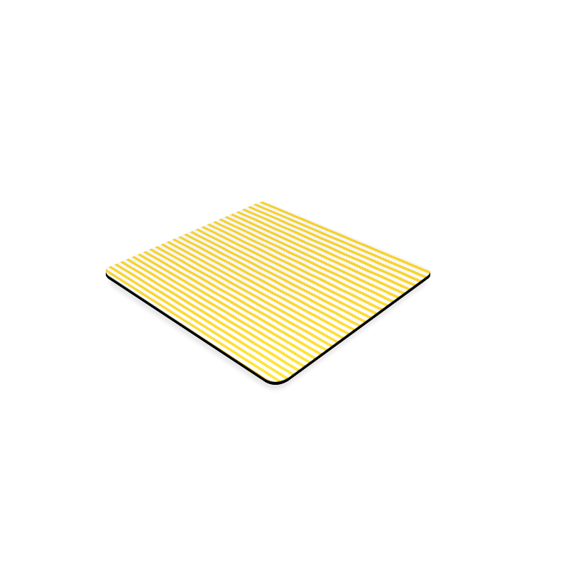 Horizontal Yellow Candy Stripes Square Coaster