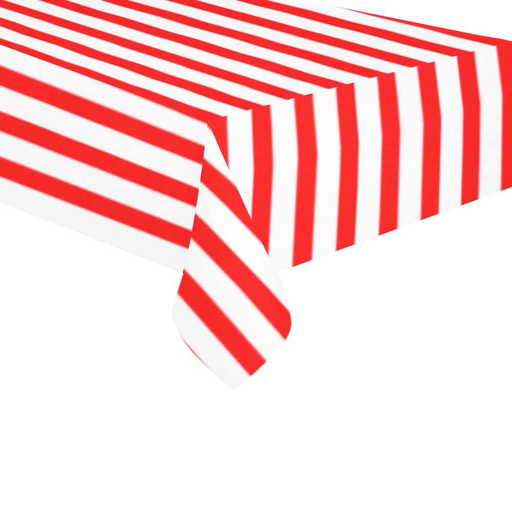 Horizontal Red Candy Stripes Cotton Linen Tablecloth 60"x120"