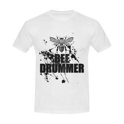 BEE DRUMMER DESIGN WHITE Men's Slim Fit T-shirt (Model T13)