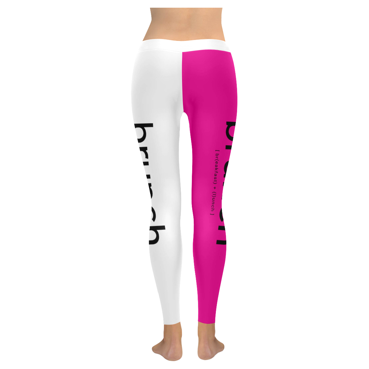 Womens Leggings Stretch Yoga Pants S, M, L, XL 2XL Neon Pink White Brunch Breakfast Lunch Women's Low Rise Leggings (Invisible Stitch) (Model L05)