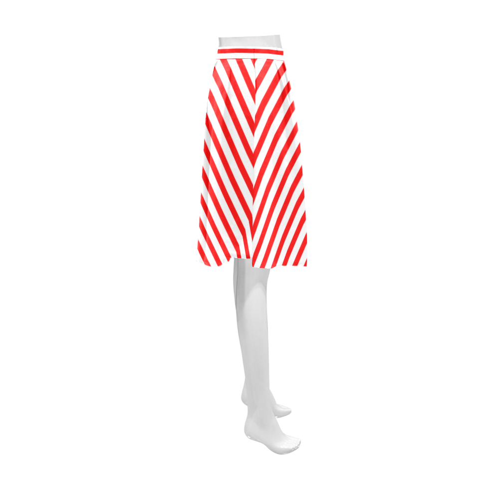 Horizontal Red Candy Stripes Athena Women's Short Skirt (Model D15)