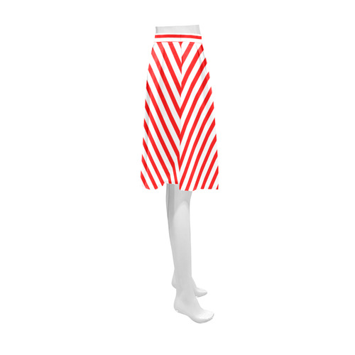 Horizontal Red Candy Stripes Athena Women's Short Skirt (Model D15)