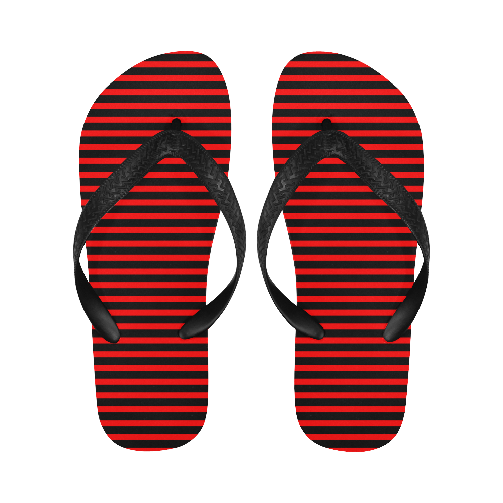 Horizontal Red Candy Stripes Flip Flops for Men/Women (Model 040)