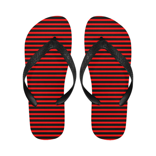 Horizontal Red Candy Stripes Flip Flops for Men/Women (Model 040)