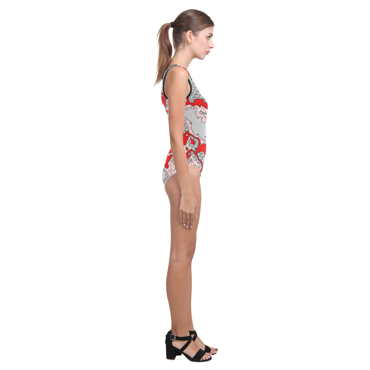 Unique abstract pattern mix 2A by FeelGood Vest One Piece Swimsuit (Model S04)