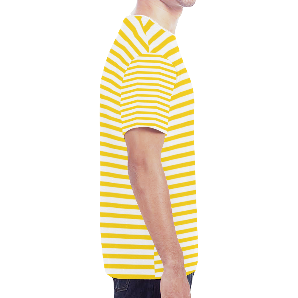 Horizontal Yellow Candy Stripes New All Over Print T-shirt for Men (Model T45)