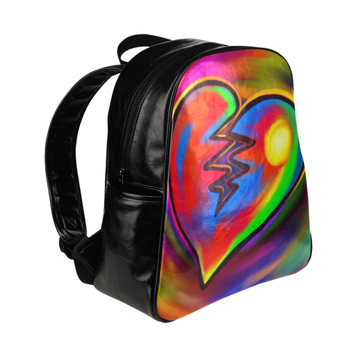 Broken Heart Vibrant Love Painting Multi-Pockets Backpack (Model 1636)