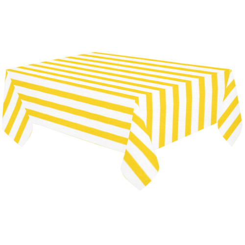 Horizontal Yellow Candy Stripes Cotton Linen Tablecloth 60"x120"