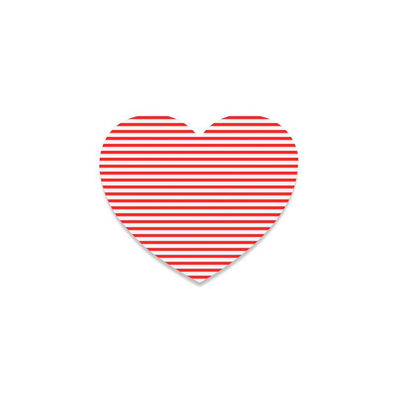Horizontal Red Candy Stripes Heart Coaster