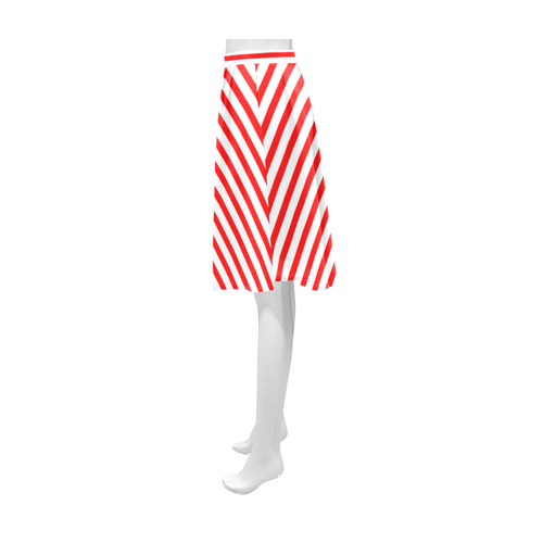 Horizontal Red Candy Stripes Athena Women's Short Skirt (Model D15)