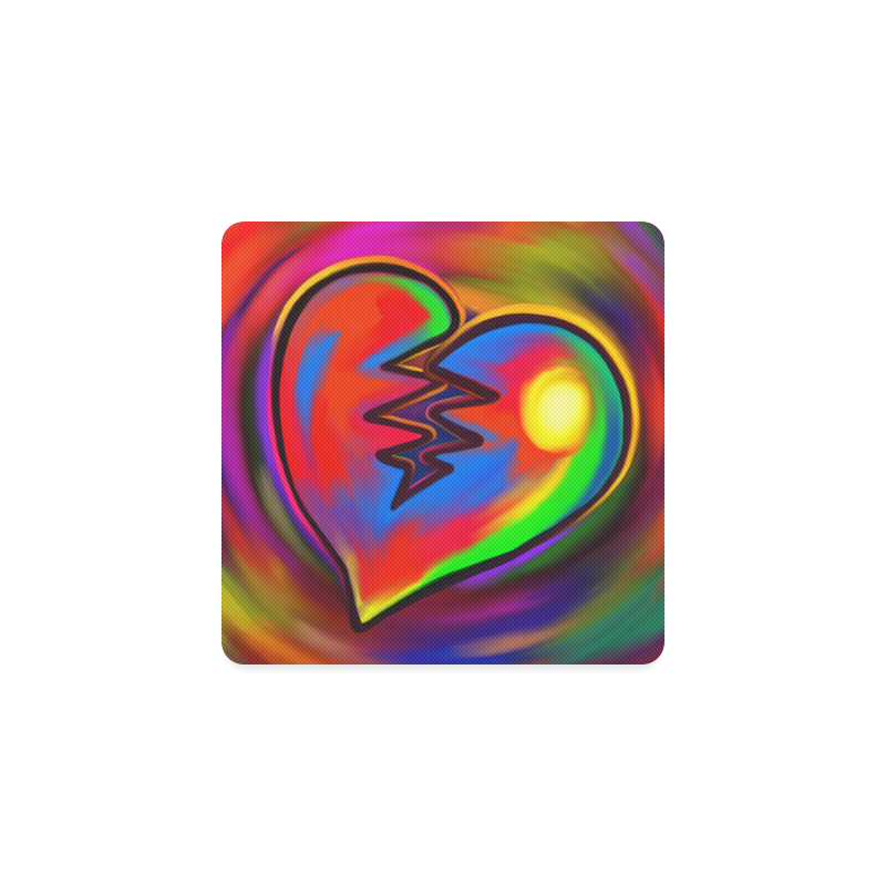 Broken Heart Vibrant Love Painting Square Coaster