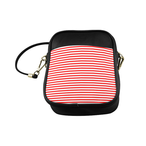 Horizontal Red Candy Stripes Sling Bag (Model 1627)