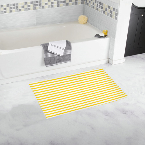 Horizontal Yellow Candy Stripes Bath Rug 16''x 28''