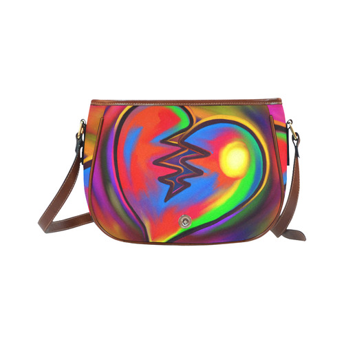 Broken Heart Vibrant Love Painting Saddle Bag/Small (Model 1649) Full Customization