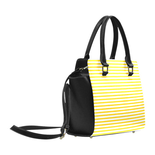 Horizontal Yellow Candy Stripes Classic Shoulder Handbag (Model 1653)