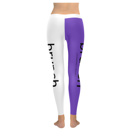Womens Leggings Stretch Yoga Pants S, M, L, XL 2XL Purple White Brunch Breakfast Lunch Women's Low Rise Leggings (Invisible Stitch) (Model L05)