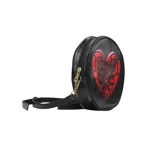 Filigree Red Goth Heart Round Sling Bag (Model 1647)